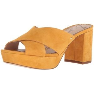 Sam Edelman Jayne Mustard Yellow Suede Mules